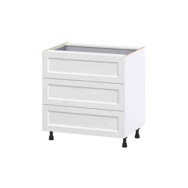 Hugo&Borg Riviera 33-in W x 34.5-in H x 24-in D Bright White 4-Drawer Base Fully Assembled Cabinet (Recessed Panel Style)
