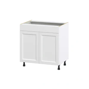 Hugo&Borg Riviera 33-in W x 34.5-in H x 24-in D Bright White Sink Base Fully Assembled Cabinet (Recessed Panel Shaker Style) T726920806