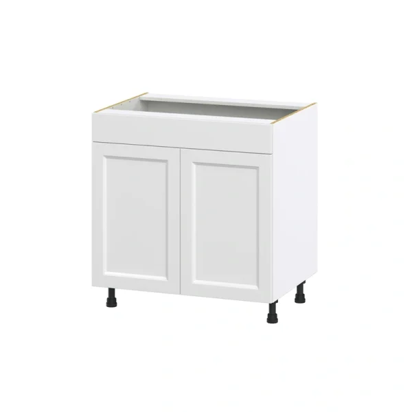 Hugo&Borg Riviera 33-in W x 34.5-in H x 24-in D Bright White Sink Base Fully Assembled Cabinet (Recessed Panel Shaker Style) T726920806