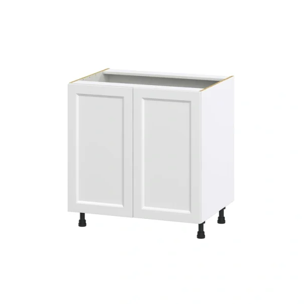 Hugo&Borg Riviera 33-in W x 34.5-in H x 24-in D Bright White Sink Base Fully Assembled Cabinet (Recessed Panel Shaker Style) T726920805