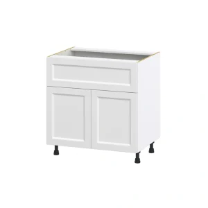 Hugo&Borg Riviera 33-in W x 34.5-in H x 25-in D Bright White 1-Drawer Base Fully Assembled Cabinet (Recessed Panel Shaker Style)