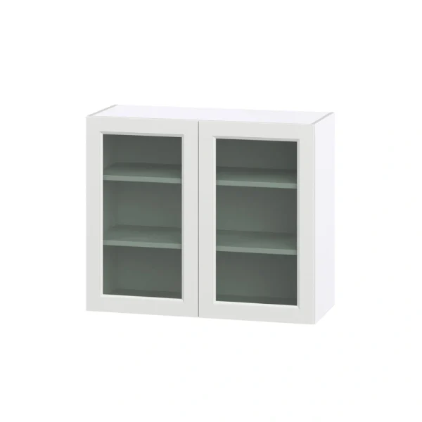 Hugo&Borg Riviera 36-in W x 30-in H x 14-in D Bright White Wall Fully Assembled Cabinet (Glass Panel Shaker Door Style)