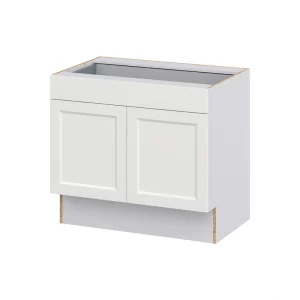 Hugo&Borg Riviera 36-in W x 32.5-in H x 24-in D Bright White 1-Drawer Base Fully Assembled Cabinet (Recessed Panel Shaker Style)