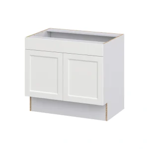 Hugo&Borg Riviera 36-in W x 32.5-in H x 24-in D Bright White Sink Base Fully Assembled Cabinet (Recessed Panel Shaker Style)