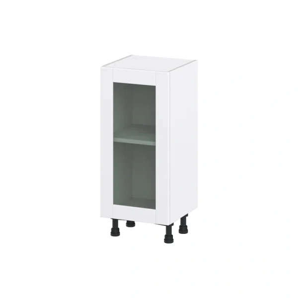 Hugo&Borg Rosemont 15-in W x 34.5-in H x 16-in D Glacier White Base Fully Assembled Cabinet (Glass Panel Shaker Door Style)