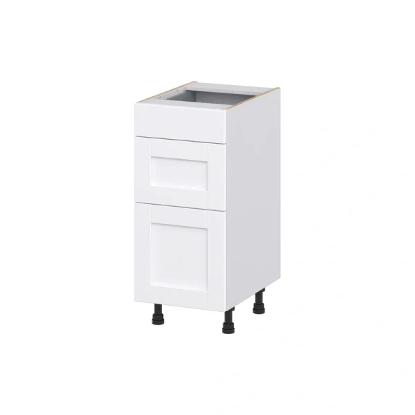 Hugo&Borg Rosemont 15-in W x 34.5-in H x 21-in D Glacier White 3-Drawer Base Fully Assembled Cabinet (Recessed Panel Style)