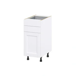 Hugo&Borg Rosemont 15-in W x 34.5-in H x 24-in D Glacier White 2-Drawers Base Fully Assembled Cabinet (Flat Panel Shaker Style)