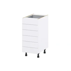 Hugo&Borg Rosemont 15-in W x 34.5-in H x 24-in D Glacier White 6-Drawer Base Fully Assembled Cabinet