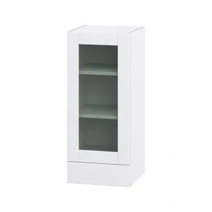 Hugo&Borg Rosemont 15-in W x 35-in H x 14-in D Glacier White 2-Drawers Wall Fully Assembled Cabinet (Glass Panel Shaker Style)
