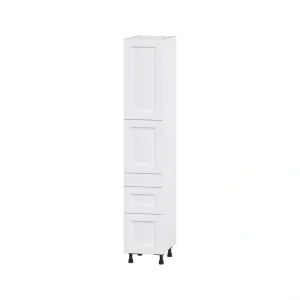 Hugo&Borg Rosemont 15-in W x 84.5-in H x 24-in D Glacier White 3-Drawers Pantry Fully Assembled Cabinet (Flat Panel Shaker Style)