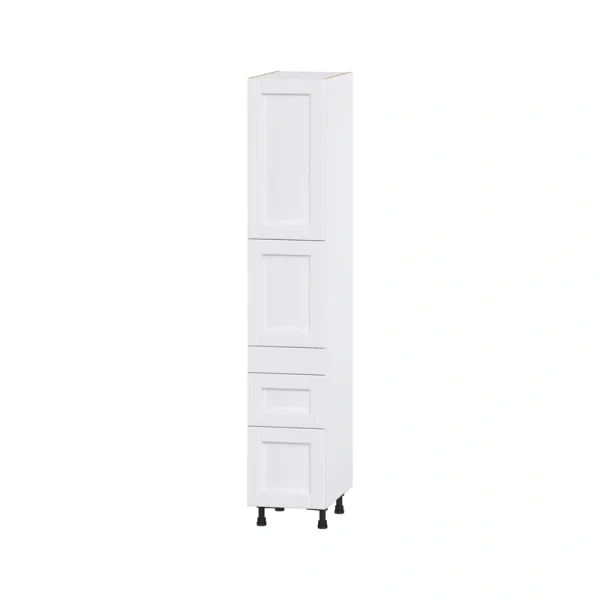 Hugo&Borg Rosemont 15-in W x 84.5-in H x 24-in D Glacier White 3-Drawers Pantry Fully Assembled Cabinet (Flat Panel Shaker Style)