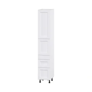 Hugo&Borg Rosemont 15-in W x 89.5-in H x 24-in D Glacier White 3-Drawers Pantry Fully Assembled Cabinet (Flat Panel Shaker Style)