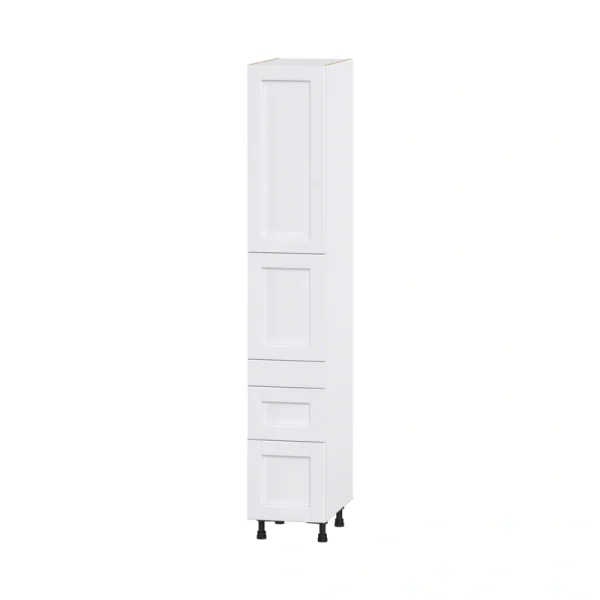 Hugo&Borg Rosemont 15-in W x 89.5-in H x 24-in D Glacier White 3-Drawers Pantry Fully Assembled Cabinet (Flat Panel Shaker Style)