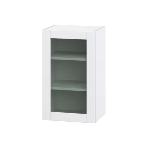 Hugo&Borg Rosemont 18-in W x 30-in H x 14-in D Glacier White Wall Fully Assembled Cabinet (Glass Panel Shaker Door Style)