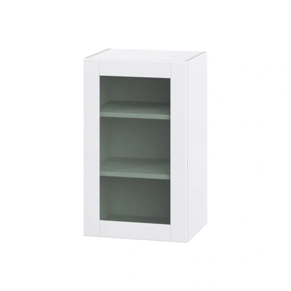 Hugo&Borg Rosemont 18-in W x 30-in H x 14-in D Glacier White Wall Fully Assembled Cabinet (Glass Panel Shaker Door Style)