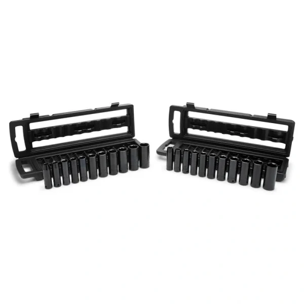Husky 1/2 in. Drive SAE/Metric  6-Point Impact Socket Set with Two Storage Cases (22-Piece)