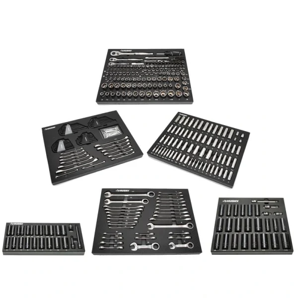 Husky 1/4 in., 3/8 in. and 1/2 in. Drive Mechanics Tool Set with Impact Sockets and EVA Storage Trays (370-Piece)