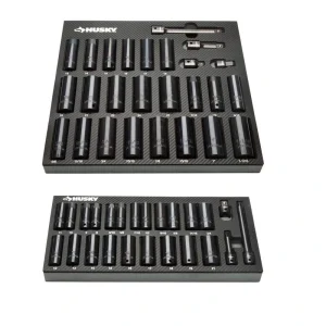 Husky 3/8 in. and 1/2 in. Drive Impact Socket Set with EVA Storage Trays (50-Piece)