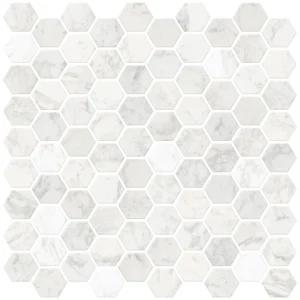 InHome 20″ x 19″ Hexagon Marble Peel & Stick Backsplash Tiles – 4 Pack