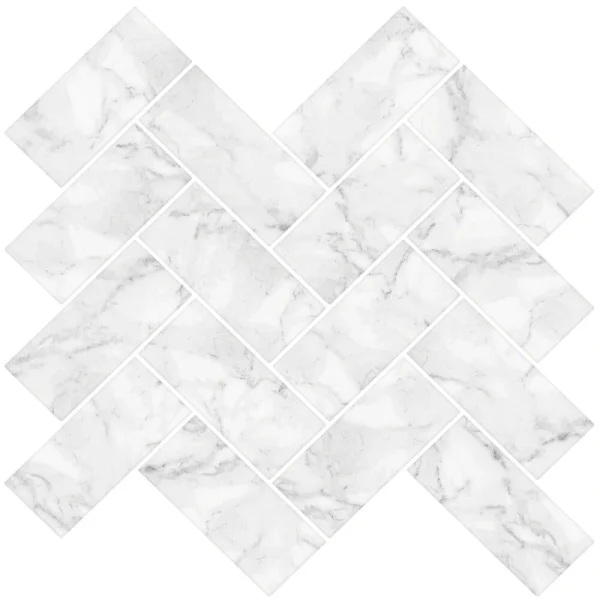 InHome 21.7″ x 9.8″ Herringbone Carrara Peel & Stick Backsplash Tiles – 4 Pack