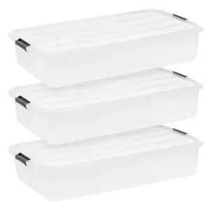 IRIS 50 Qt. Under Bed Storage Container, Clear, (3-Pack)