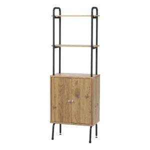 IRIS Rustic Industrial Storage Cabinet Ash Brown Metal 6-Shelf Bookcase with Doors (10.63-in W x 55.28-in H x 18.9-in D)