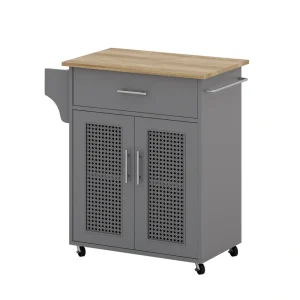 Jarenie Gray Mdf Base with Mdf Wood Top Rolling Kitchen Island (15.8-in x 26-in x 35.2-in)