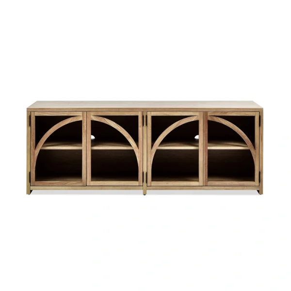 Jennifer Taylor Home Oliver Farmhouse/Rustic Natural Brown Rubberwood Tv Stand (Accommodates TVs up to 65-in)