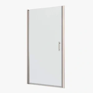 JimsMaison 28 in. W x 72 in. H Pivo Semi-Frameless  Shower Door in Chrome Finish with Clear Tempered Glass