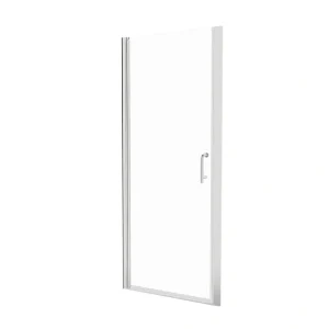 JimsMaison 30 in. W x 72 in. H Pivot Semi-Frameless Shower Door in Brushed Nickel with Clear Glass