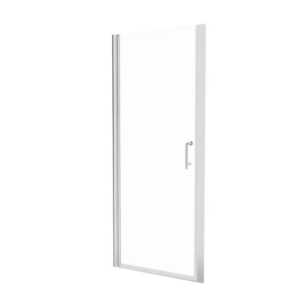 JimsMaison 30 in. W x 72 in. H Pivot Semi-Frameless Shower Door in Brushed Nickel with Clear Glass