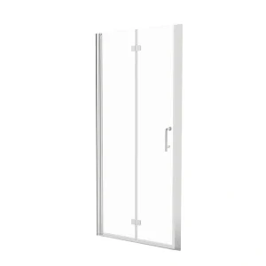 JimsMaison 36 in. W x 72 in. H Bifold Semi-Frameless Shower Door in Brushed Nickel Finish with Clear Glass