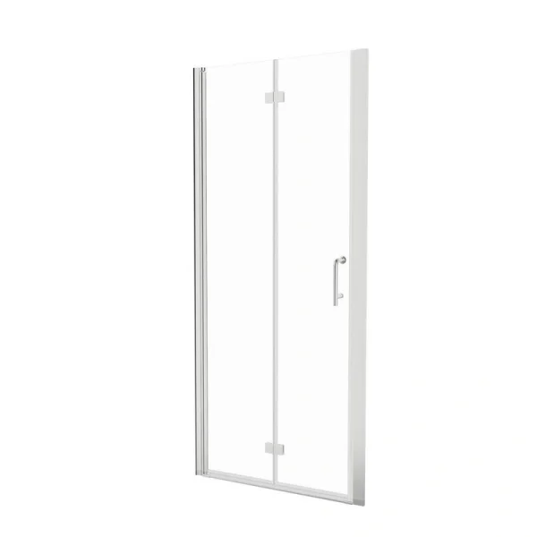 JimsMaison 36 in. W x 72 in. H Bifold Semi-Frameless Shower Door in Brushed Nickel Finish with Clear Glass