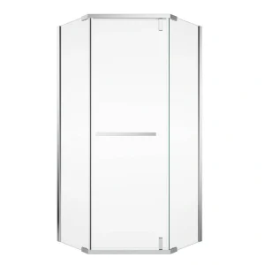 JimsMaison 36 in. W x 72 in. H Pivot Semi Frameless Corner Shower Enclosure in Chrome Finish with Tempered Glass