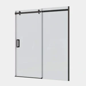 JimsMaison 48 in. W x 74 in. H Sliding Semi-Frameless Shower Door in Matte Black Finish with Clear Tempered Glass