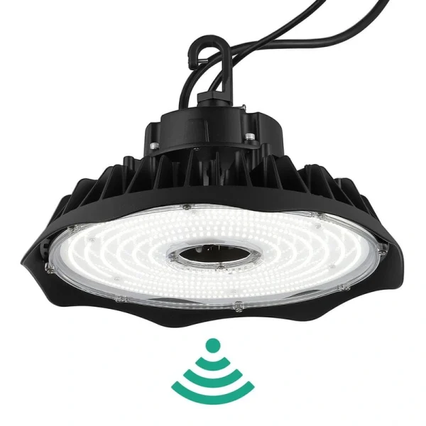 JONATHAN Y 200-Watt Equivalent Integrated LED Motion Sensor Black High Bay Light Indoor/Outdoor UFO Light 26000 Lumens 5000K