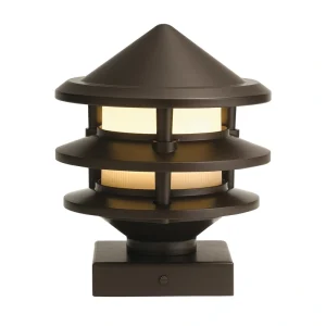 Kichler 4-in x 4-in 200-Lumen 3-Watt Olde Bronze Low Voltage Hardwired LED Outdoor Post Cap Light (3000 K)