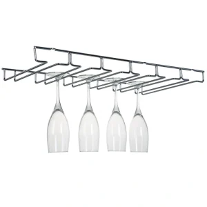 Kitchen Details Casual Chrome Metal China Cabinet with Wine Storage