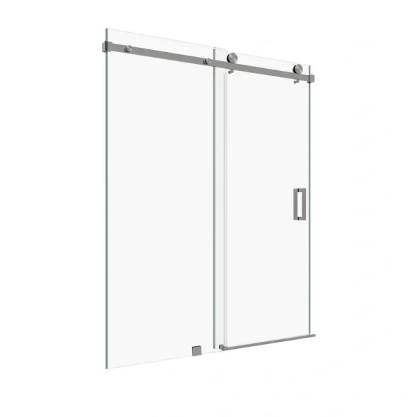 Kobiworks Serenity 60 in. W x 79 in. H Single Sliding Frameless Shower Door in Brushed Nickel with 3/8 in. Clear Glass