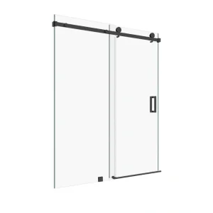 Kobiworks Serenity 60 in. W x 79 in. H Single Sliding Frameless Shower Door in Matte Black with 3/8 in. Clear Glass
