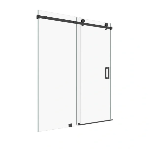 Kobiworks Serenity 60 in. W x 79 in. H Single Sliding Frameless Shower Door in Matte Black with 3/8 in. Clear Glass
