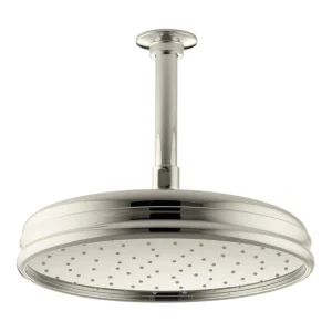 KOHLER 1-Spray Patterns 8 in. Ceiling Mount Rain Fixed Shower Head in Vibrant Polished Nickel