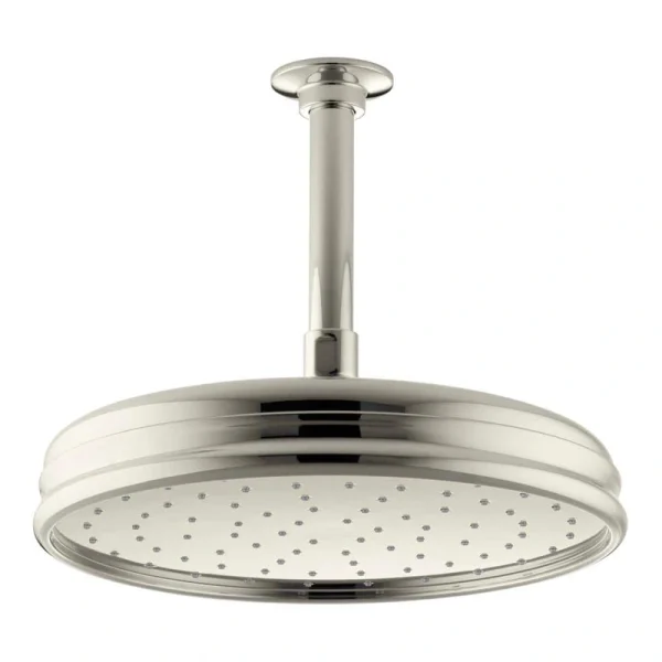 KOHLER 1-Spray Patterns 8 in. Ceiling Mount Rain Fixed Shower Head in Vibrant Polished Nickel