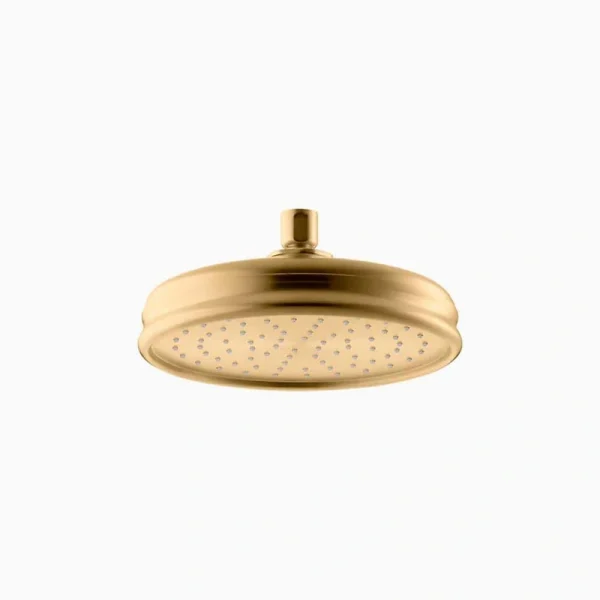 KOHLER 1-Spray Patterns with 1.75 GPM 8 in. Ceiling Mounted Fixed Shower Head in Vibrant Brushed Moderne Brass