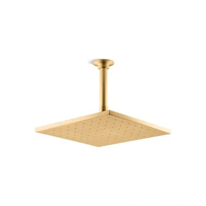 KOHLER 1-Spray Patterns with 2.5 GPM 10 in. Ceiling Mount Fixed Shower Head in Vibrant Brushed Moderne Brass T726938569