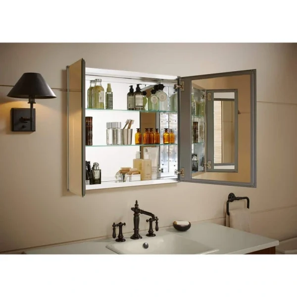 KOHLER 30 in. W x 26 in. H BeveledTwo-Door Recessed or Surface Mount Medicine Cabinet with Mirror Interior