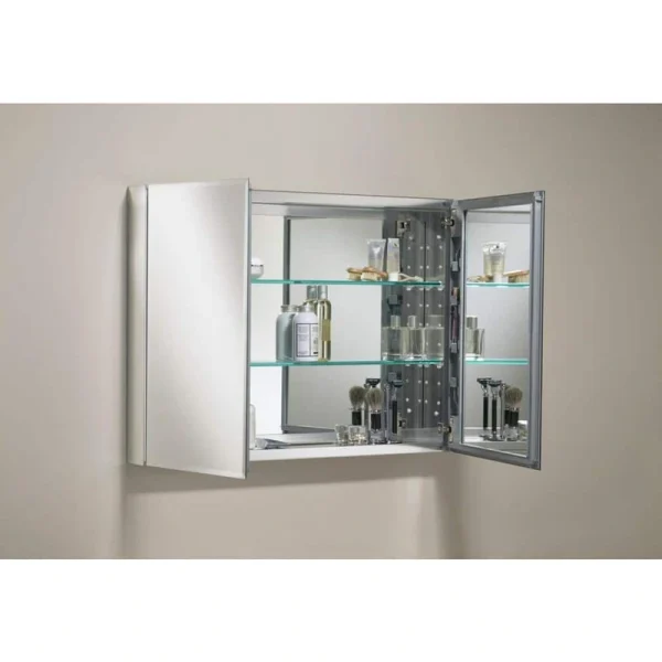KOHLER 35 in. W x 26 in. H Beveled Two-Door Recessed or Surface Mount Medicine Cabinet with Mirror Interior