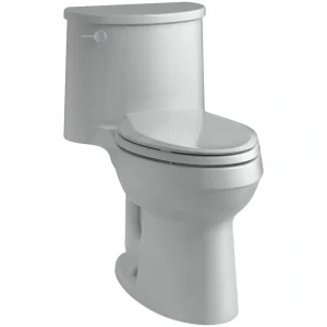 KOHLER Adair 12 in. Rough In 1-Piece 1.28 GPF Single Flush Elongated Toilet in Ice Grey Seat Included