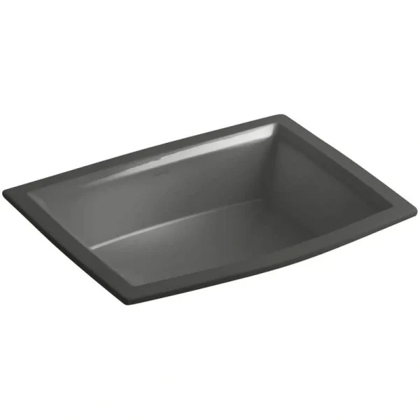 KOHLER Archer 20 in. Vitreous China Undermount Bathroom Sink in Thunder Grey with Overflow Drain