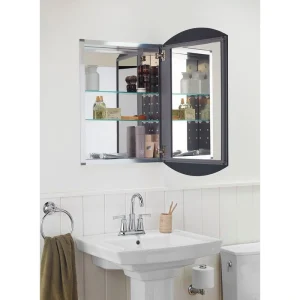KOHLER Archer 20 in. W x 31 in. H Single Door Mirrored Recessed Medicine Cabinet in Anodized Aluminum